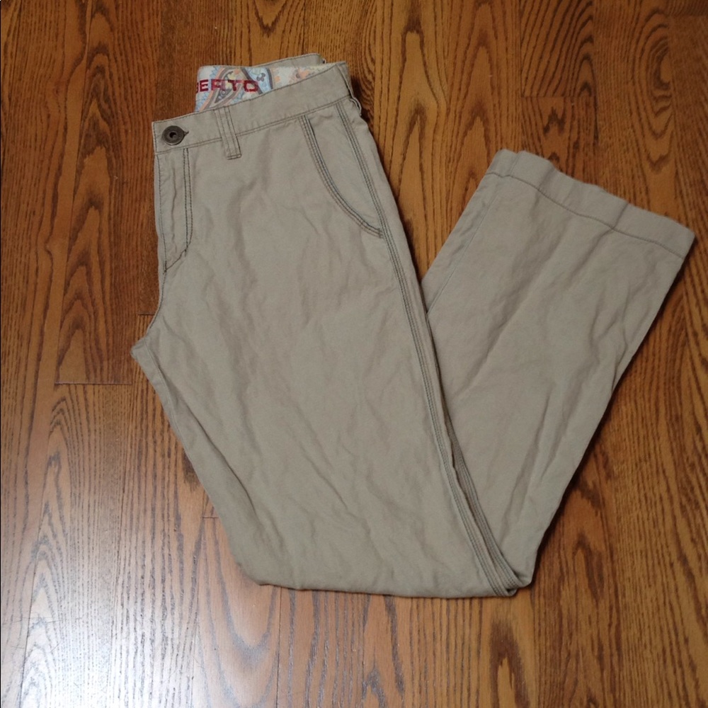 Alberto Men's Beige Cotton Linen Blend Pants
